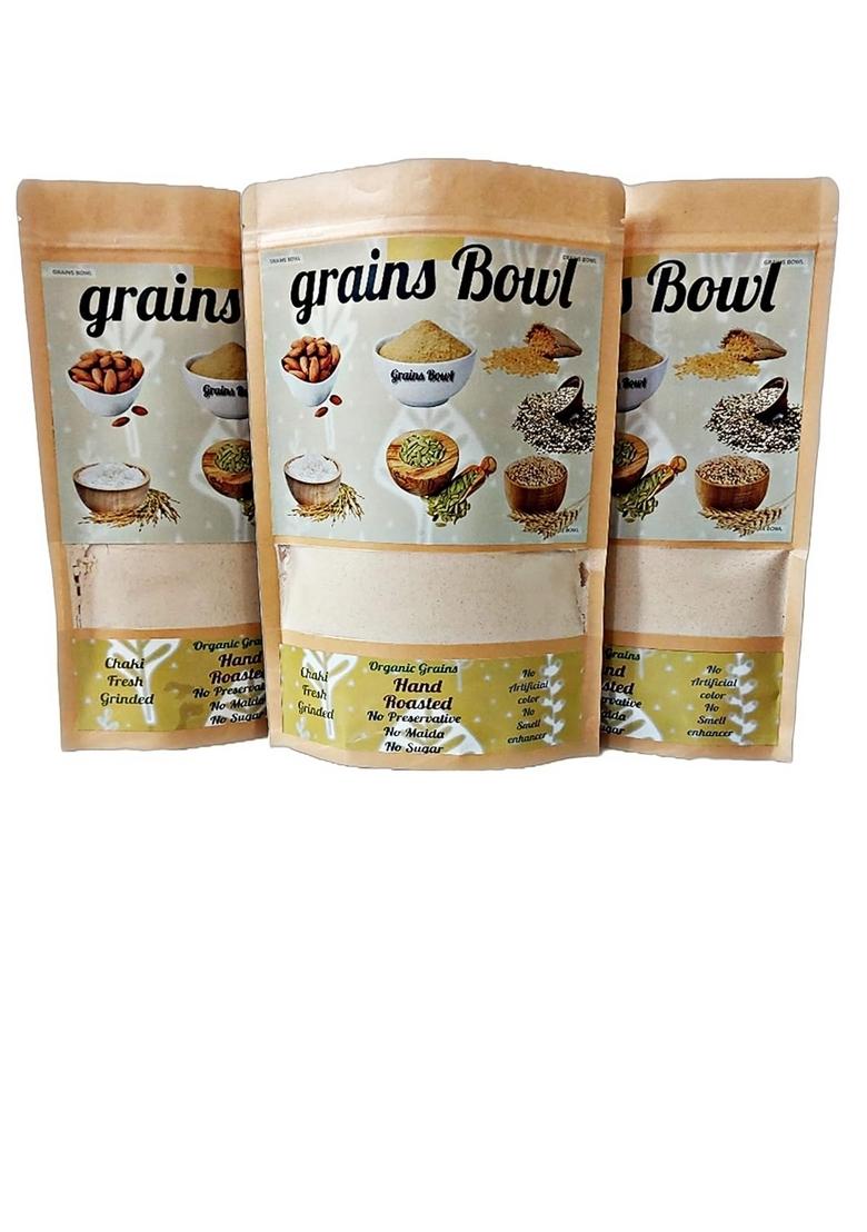 Grains Bowl Hand Roasted Multi Grains Health Mix Powder For Kids And Adults (No Cooking Needed)/Roasted Cereals & Pulses Powder/Chatua/Sathu Maavu/Porridge Mix (Cardamom/Elaichi Flavour, 500 Gm)