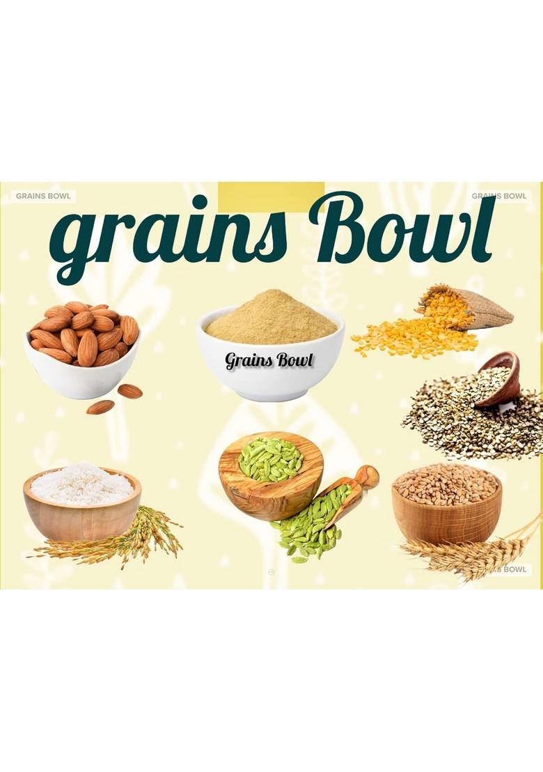 Grains Bowl Hand Roasted Multi Grains Health Mix Powder For Kids And Adults (No Cooking Needed)/Roasted Cereals & Pulses Powder/Chatua/Sathu Maavu/Porridge Mix (Cardamom/Elaichi Flavour, 500 Gm)