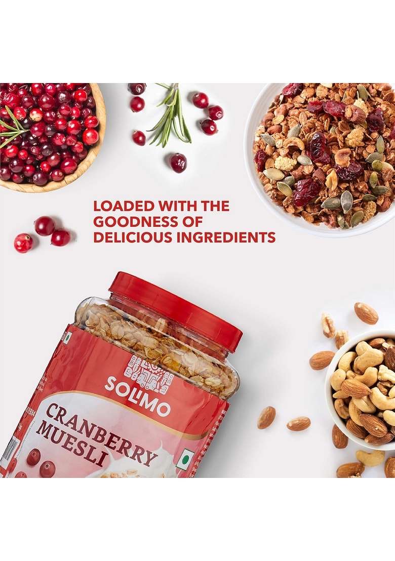 Solimo Cranberry Muesli 1Kg No Sugar - Indya