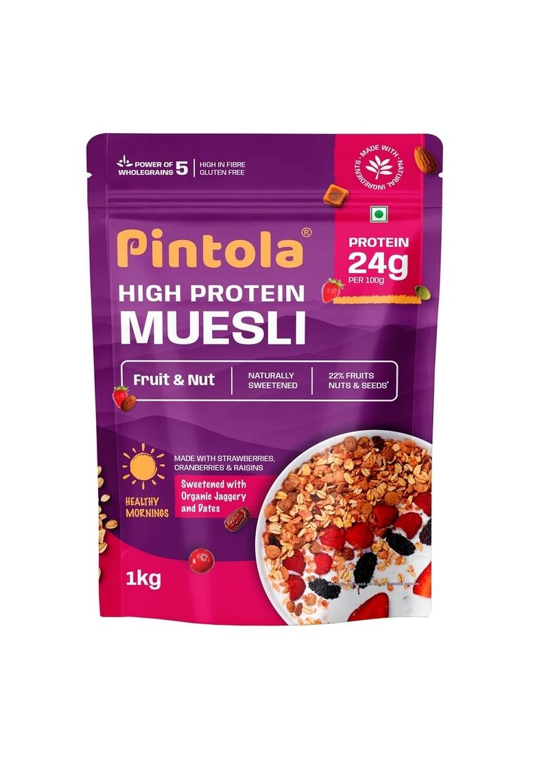 Pintola High Protein Muesli Fruit & Nut 1Kg & Dark Chocolate Cranberry 1Kg