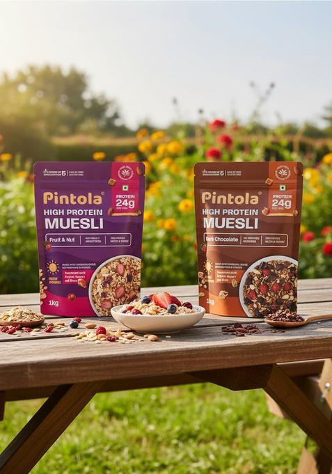 Pintola High Protein Muesli Fruit & Nut 1Kg & Dark Chocolate Cranberry 1Kg