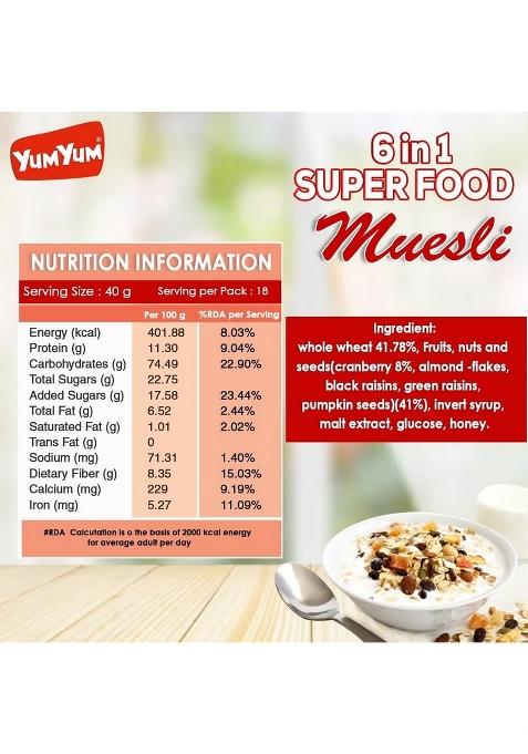 Yum Yum Crunchy Muesli: 41% Fruits, Nuts & Seeds