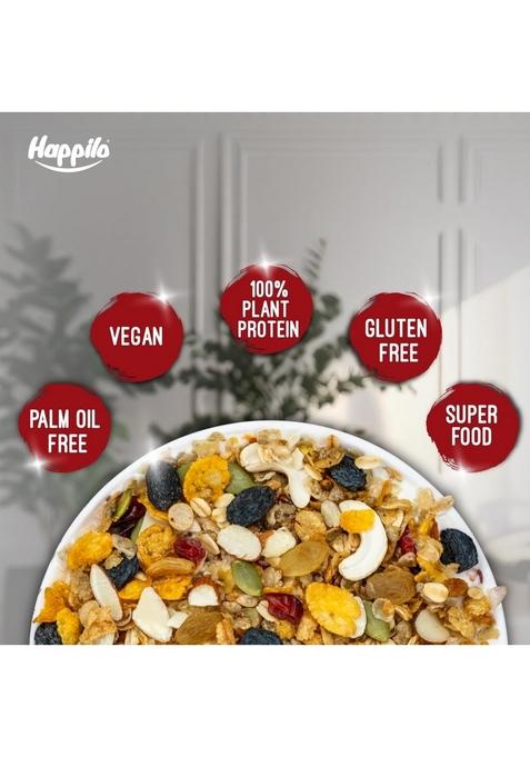 Happilo Premium Dry Fruit Muesli 500G (Pack Of 2), 85% Nuts, Seeds And Multigrain, 15 In 1 Power Breakfast, High In Fiber, Omega 3, Protein