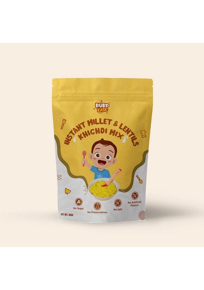 Burpease Instant Khichdi Mix For Babies – Millet & Lentils | 100% Natural | No Sugar, Salt, Or Preservatives | 400G | For (6 Months & Above) (Pack Of 1)
