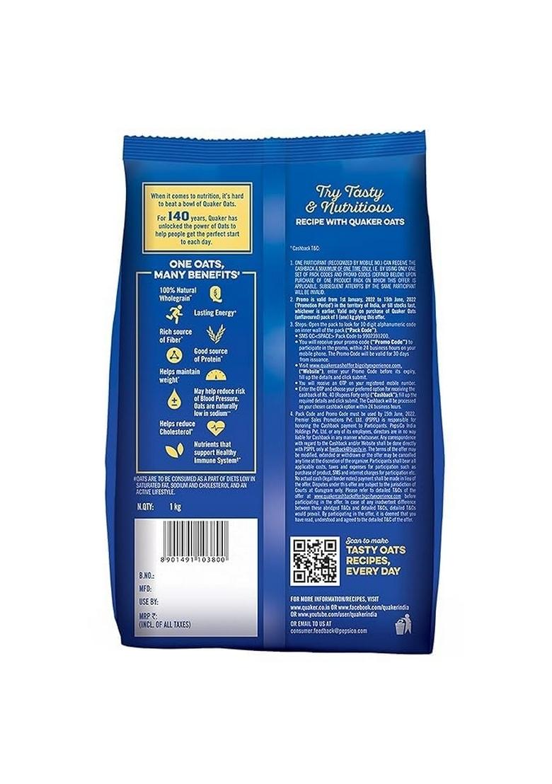 Quaker Oats| Rolled Oats| Natural Wholegrain| Nutritious Breakfast Cereals| Dalia Porridge| 1 Kg