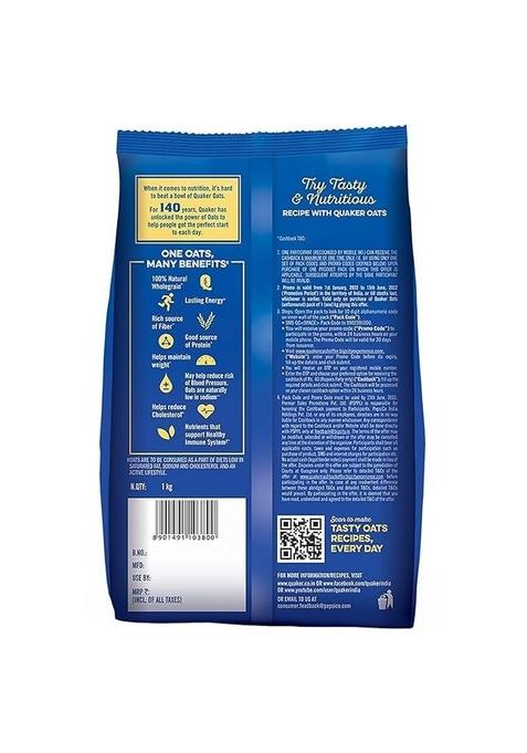 Quaker Oats| Rolled Oats| Natural Wholegrain| Nutritious Breakfast Cereals| Dalia Porridge| 1 Kg