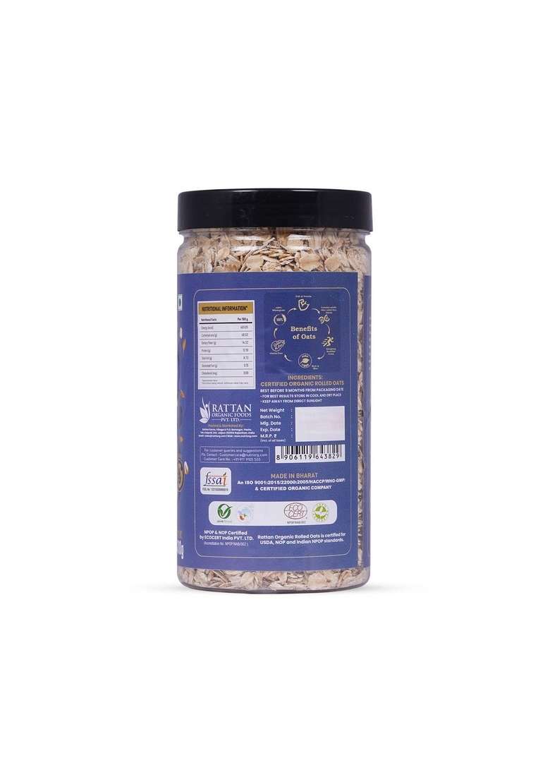 Nutriorg Organic Rolled Oats & Certified Organic Honey 50G (Combo Of 2) | For Weight Loss | Fiber Rich Oats - Indya