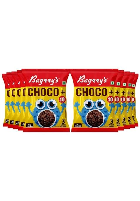 Bagrry'S Choco+ Multigrain Chocos - 22G (Pack Of 10) | Multigrain Goodness | No Maida | More Chocolaty | Oats, Whole Wheat & Rice | High Fibre, Protein, Iron, Calcium | Delicious Breakfast Cereal For Kids & Adults