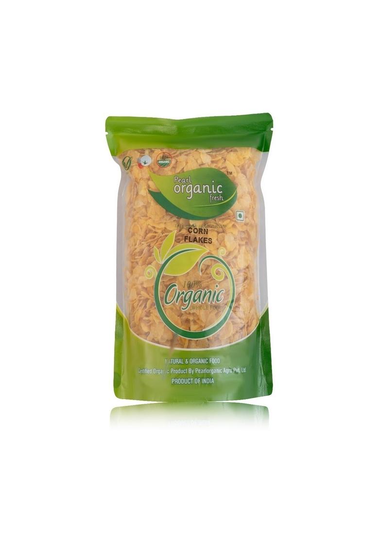 Pearl Organic Fresh Crispy Corn Flakes – Crunchy & Fresh Breakfast Cereal | Healthy, Low-Fat & High-Fiber Cornflakes | Ready-To-Eat Morning Cereal (500 Gm)