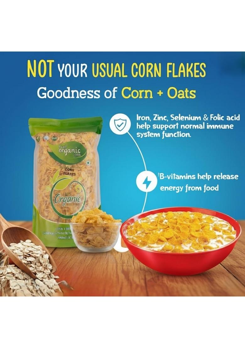 Pearl Organic Fresh Crispy Corn Flakes – Crunchy & Fresh Breakfast Cereal | Healthy, Low-Fat & High-Fiber Cornflakes | Ready-To-Eat Morning Cereal (500 Gm)