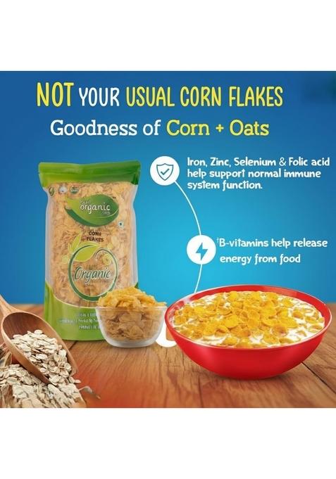 Pearl Organic Fresh Crispy Corn Flakes – Crunchy & Fresh Breakfast Cereal | Healthy, Low-Fat & High-Fiber Cornflakes | Ready-To-Eat Morning Cereal (500 Gm)