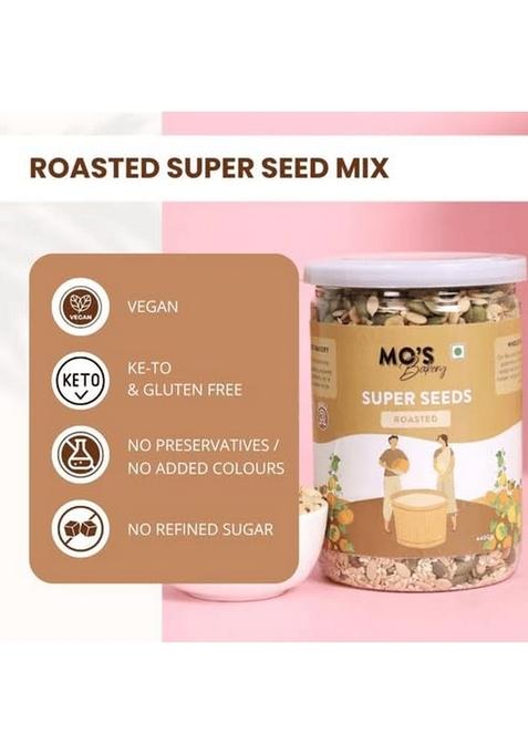 Mo'S Roasted Super Seeds Mix 440 Grm | High Protein Snacks | Mix Seeds For Eating High Fiber | Vegan & Keto