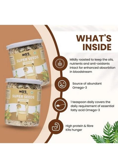 Mo'S Roasted Super Seeds Mix 440 Grm | High Protein Snacks | Mix Seeds For Eating High Fiber | Vegan & Keto