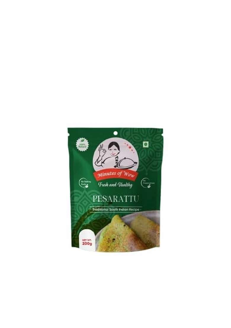Minutes Of Wow Instant Pesarattu Mix – Nutritious & Authentic Andhra-Style Green Gram Dosa Mix For A Healthy Meal (200 Grams) - Indya