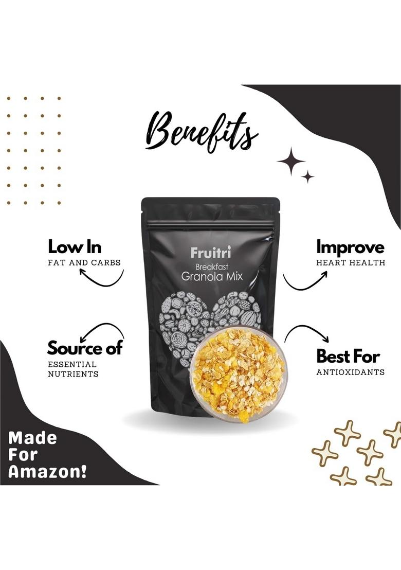 Fruitri Crunchy Oats Granola, Breakfast Cereal, Plain (Granola Mix, 1Kg)