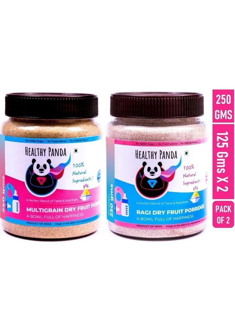 Healthy Panda Assorted/Combo Pack Of Organic Sprouted Ragi/Natural Finger Millet Dryfruit Porridge & Multigrain Dryfruit Porridge