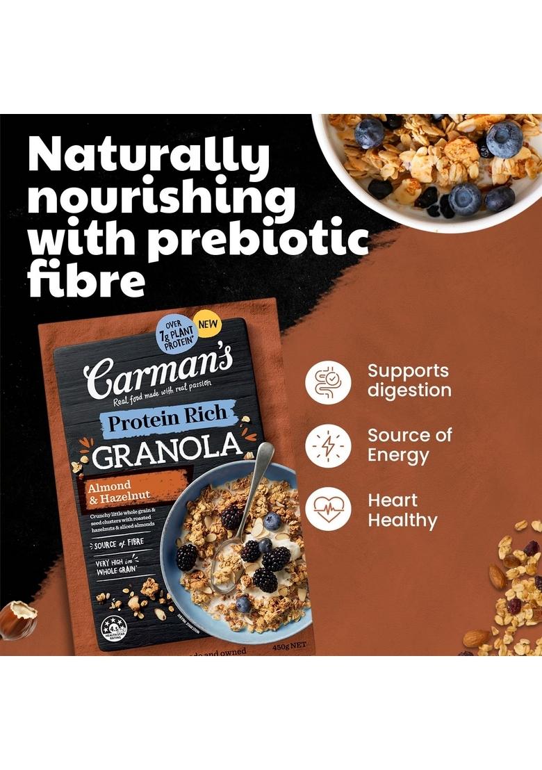 Carman'S Granola- 450Gms | Almond & Hazelnut | Super Seeds | High In Protein | Prebiotic Fibre | Healthy & Delicious Breakfast Option | Vegan