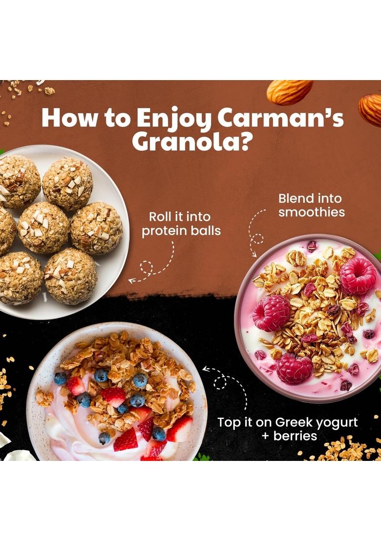 Carman'S Granola- 450Gms | Almond & Hazelnut | Super Seeds | High In Protein | Prebiotic Fibre | Healthy & Delicious Breakfast Option | Vegan