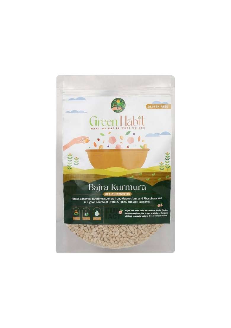 Greenhabit Bajra Kurmura Murmura Aka Bajri Puff For Healthy Breakfast Snack Food (Pearl Millet Puff) (400 Gm Pack Of 1) - Indya