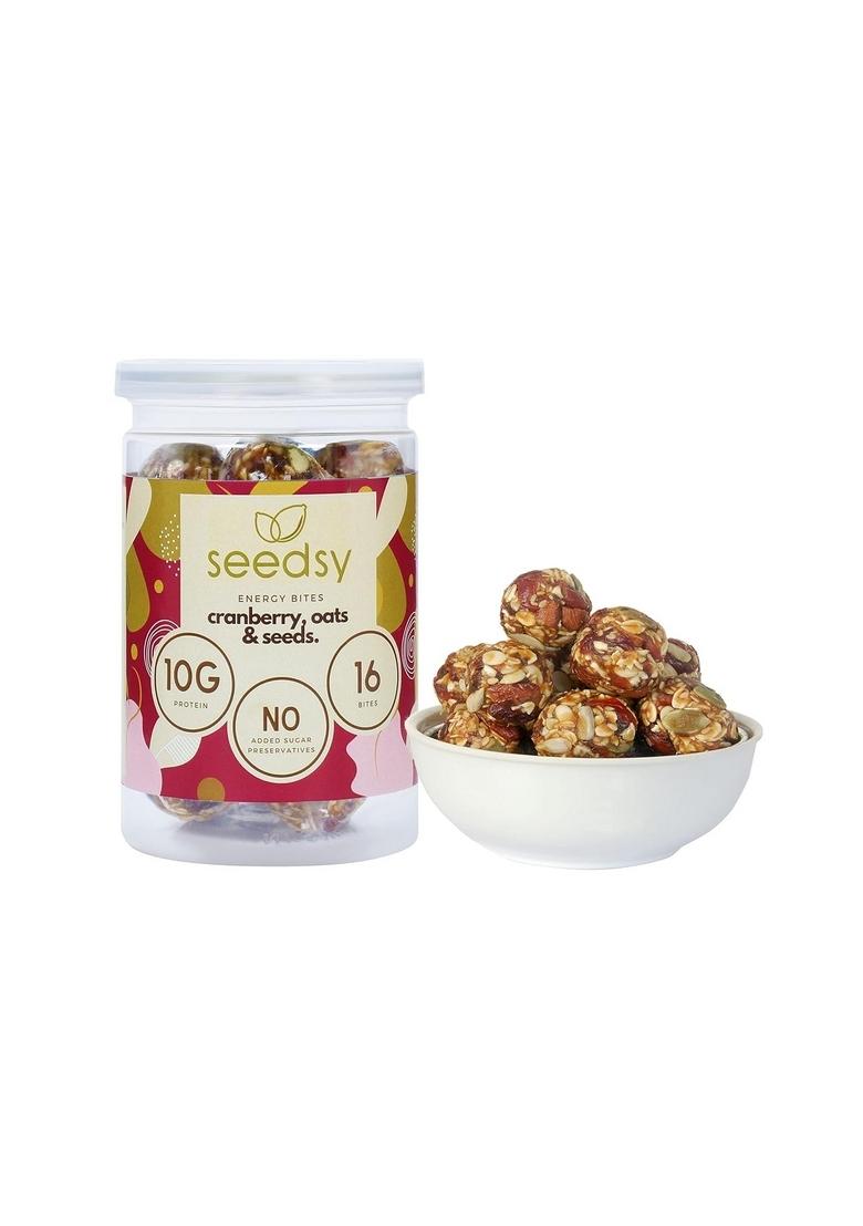 Seedsy Almond Date Energy Bites With Cranberries & Oats | Healthy Diet Snacks With Nuts & Seeds | Sugar Free | 100% Natural Ingredients | No Preservative | Contains Super Seeds. 16 Bites – 200Gms