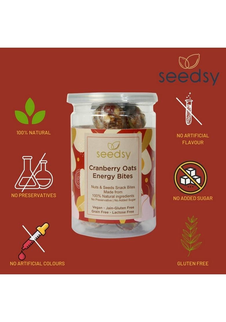 Seedsy Almond Date Energy Bites With Cranberries & Oats | Healthy Diet Snacks With Nuts & Seeds | Sugar Free | 100% Natural Ingredients | No Preservative | Contains Super Seeds. 16 Bites – 200Gms