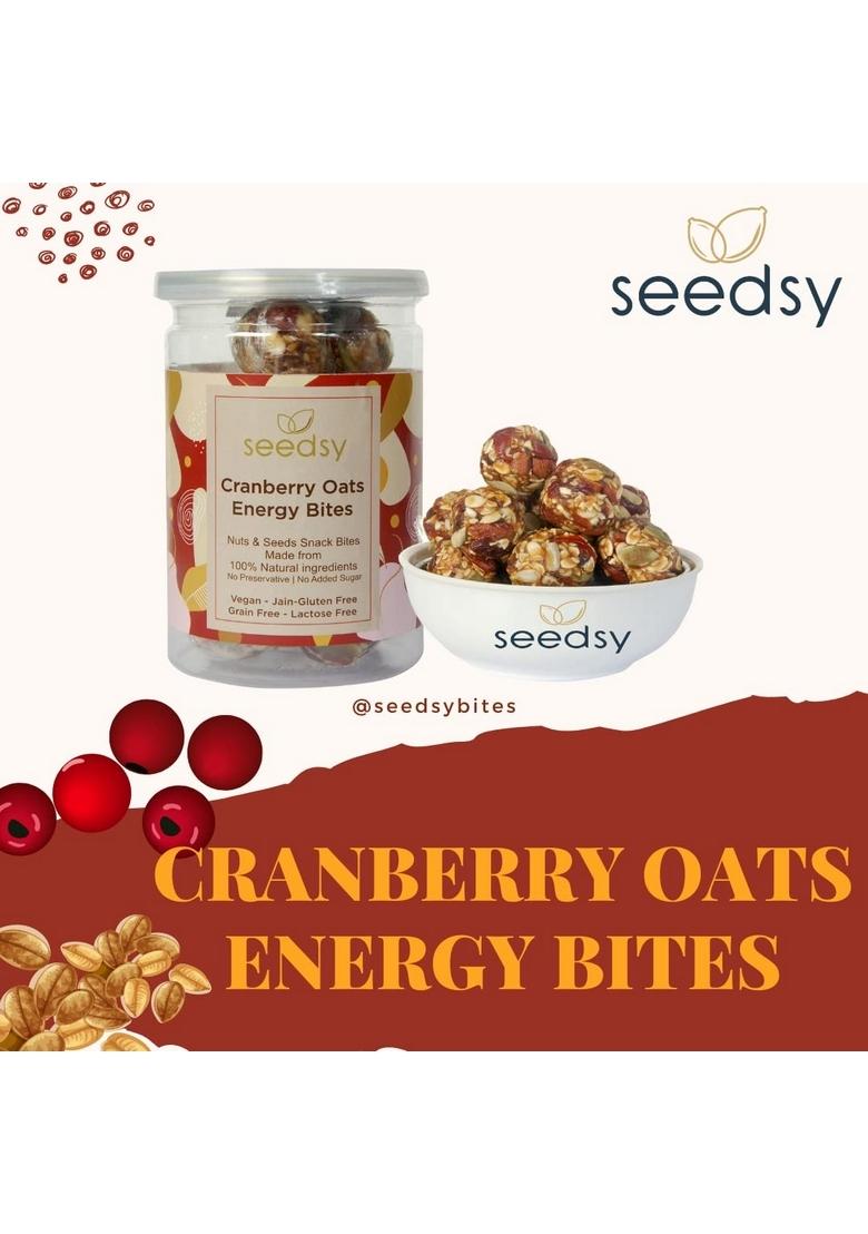 Seedsy Almond Date Energy Bites With Cranberries & Oats | Healthy Diet Snacks With Nuts & Seeds | Sugar Free | 100% Natural Ingredients | No Preservative | Contains Super Seeds. 16 Bites – 200Gms