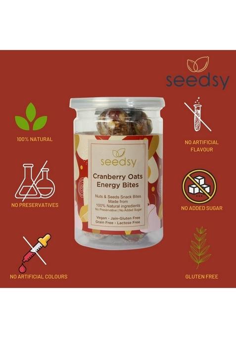 Seedsy Almond Date Energy Bites With Cranberries & Oats | Healthy Diet Snacks With Nuts & Seeds | Sugar Free | 100% Natural Ingredients | No Preservative | Contains Super Seeds. 16 Bites – 200Gms