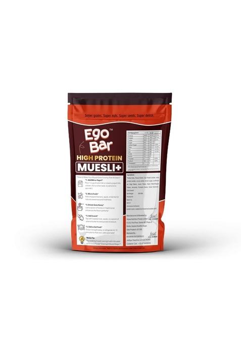 High Protein Muesli Plus, Healthy Breakfast Cereal Mix With 5 Whole Grains, Super Grains, Nuts And Seeds, 21.2G Protein, 8.8G Fibre Per 100G