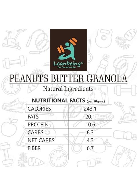 Keto Peanut Butter Granola 250G | Low Carb Cereal, Gluten & Grain Free, High Protein Keto Cereals Energy Snack.
