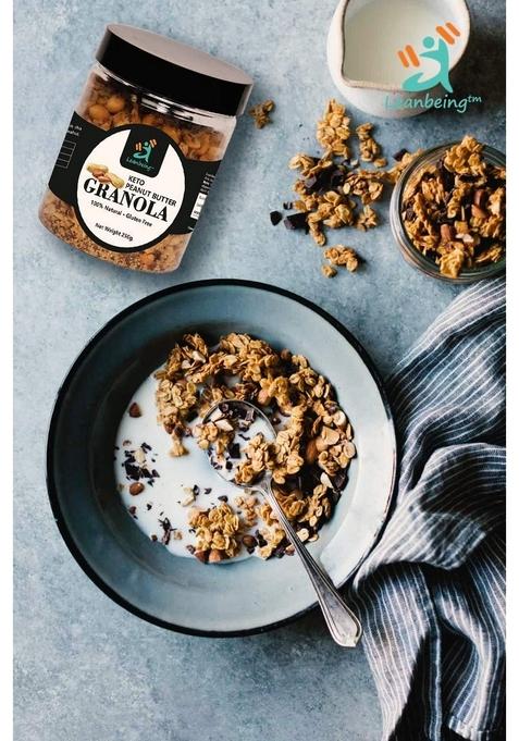 Keto Peanut Butter Granola 250G | Low Carb Cereal, Gluten & Grain Free, High Protein Keto Cereals Energy Snack.