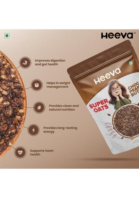 Heeva 18G Protein Super Oats 400G, Choco Peanut Butter | Chocolate Peanut Butter | Rolled | Choco High Protein