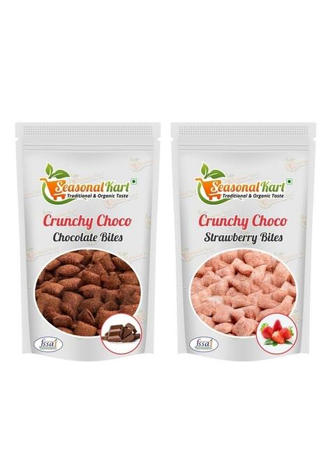Seasonalkart Combo Pack Of Breakfast Cereal Strawberry Bites And Choco Bites Zero Cholesterol (200 Gram Each Total Weight 400 Grams)