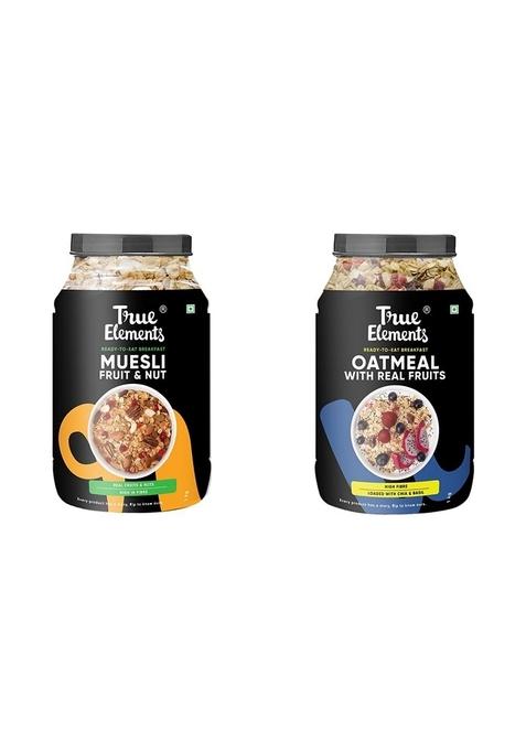 True Elements Fruit And Nuts Muesli 1Kg & True Elements Whole Oatmeal 1Kg