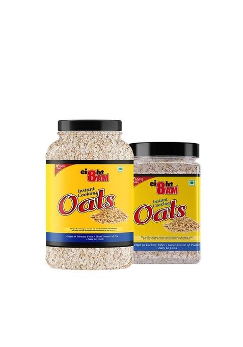 8Am Plain Oats 1.1Kg + 500G Jar, Natural Wholegrain, Nutritious Breakfast Cereals, Easy To Cook Oats, High Fibre, Tasty & Healthy Snacks