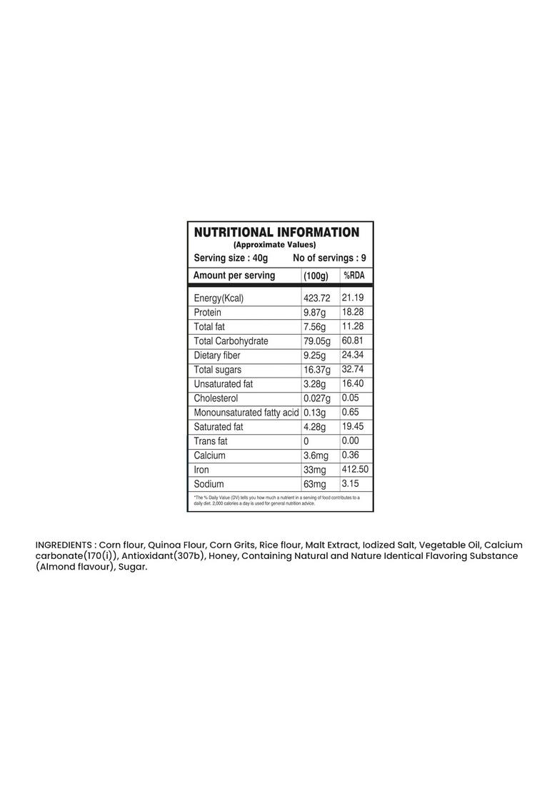 Farmik Quinoa Honey & Almond Corn Flakes – Crunchy, Nutritious & Vitamin-Rich Breakfast Cereal | Made With Golden Corn, Real Honey & Almonds | 300G