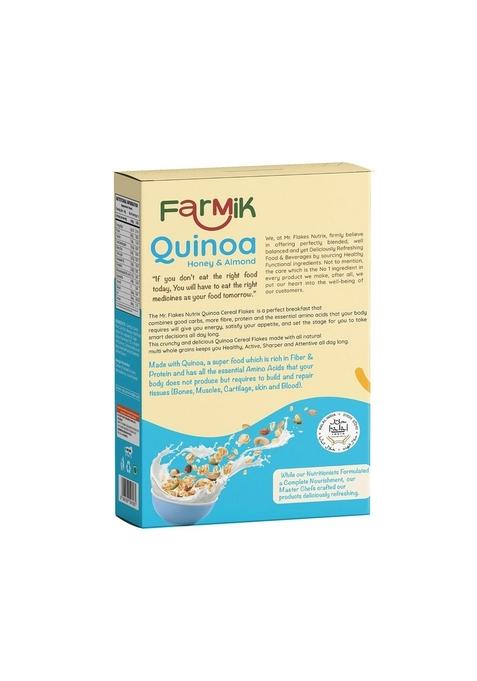 Farmik Quinoa Honey & Almond Corn Flakes – Crunchy, Nutritious & Vitamin-Rich Breakfast Cereal | Made With Golden Corn, Real Honey & Almonds | 300G