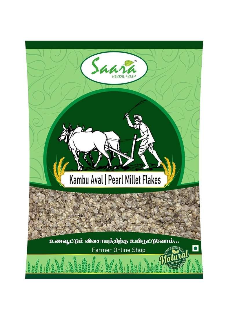 Saara Herbal Fresh Bajra Flakes,250G, Pearl Millet Poha, Sajje Poha, Bajra Flakes For Breakfast, 250G - Indya