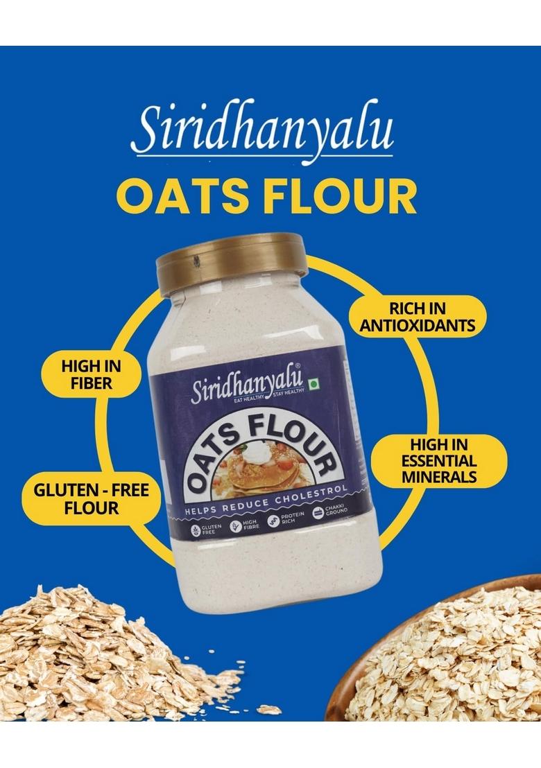 Siridhanyalu Natural Oats Flour | High Fibre, Gluten Free, No Preservatives, Vegan (Net Quantity:- 900Gm, Gwt:- 1Kg) New Tech Rock-Hard Vacuumed Pack