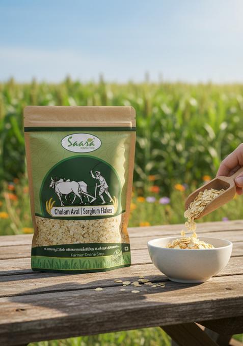 Vs Products Cholam Aval, 250G, Jowar Poha, Jola, Sorghum Flakes, Millet Flakes, 250G