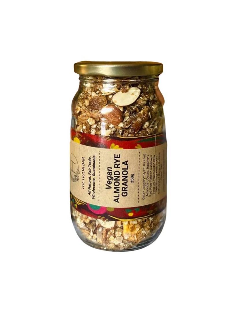 The Huda Bar Handmade Healthy Gourmet Foods, Breakfast, Snacks Almond Rye Granola (Vegan) 250Gms