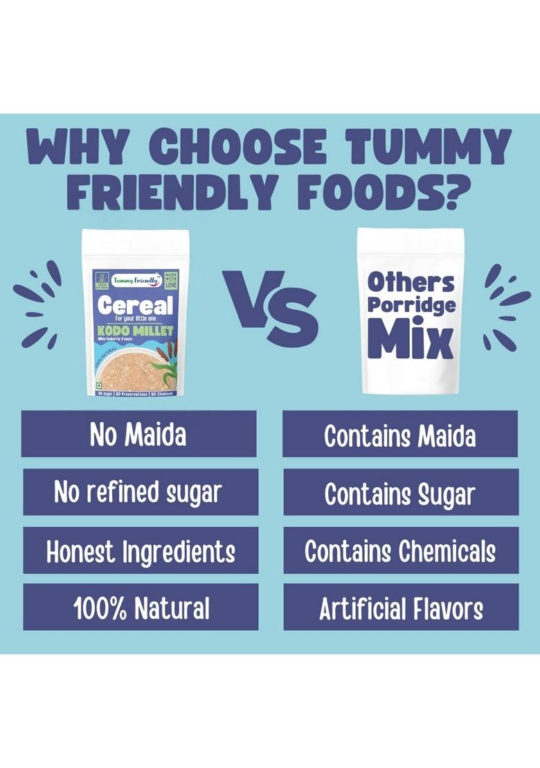 Tummyfriendly Foods Kodo Millet Cereal For Baby Toddler Kids 2 Year Old | Baby Food For 2+ Year Old | Maximum Nutrition From Real Food. Available In Trial Baby Packs Too. 200G, (100G Each Pack)