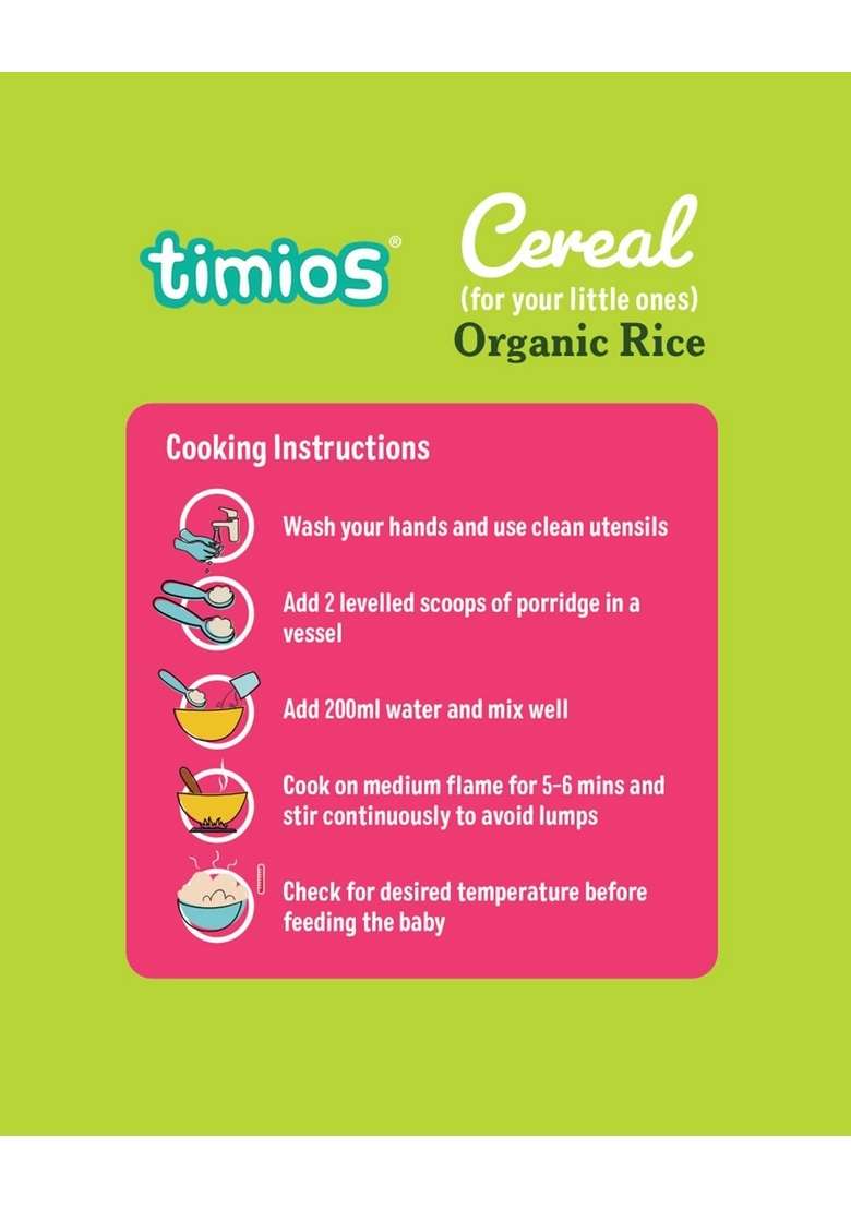 Timios Organic Rice Porridge For 6+ Months - Pack Of 1 - Indya