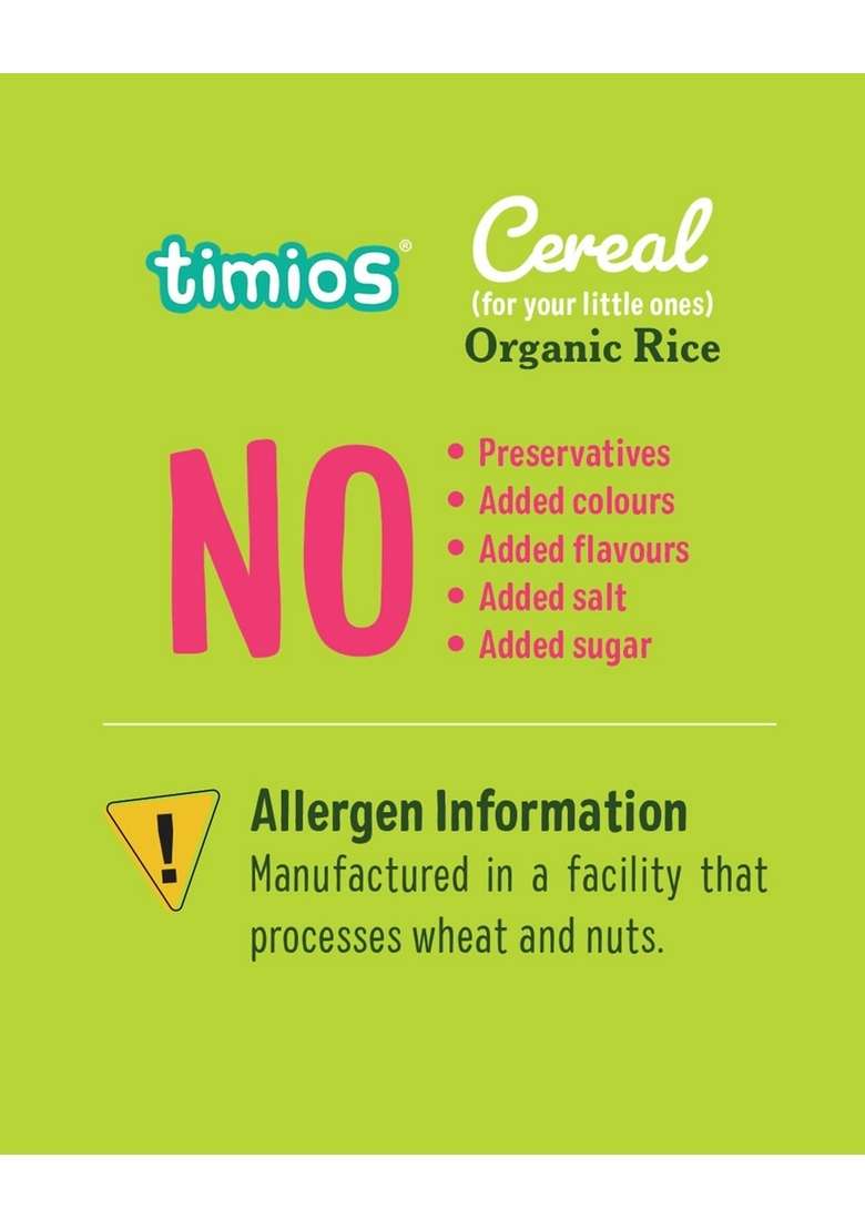 Timios Organic Rice Porridge For 6+ Months - Pack Of 1 - Indya