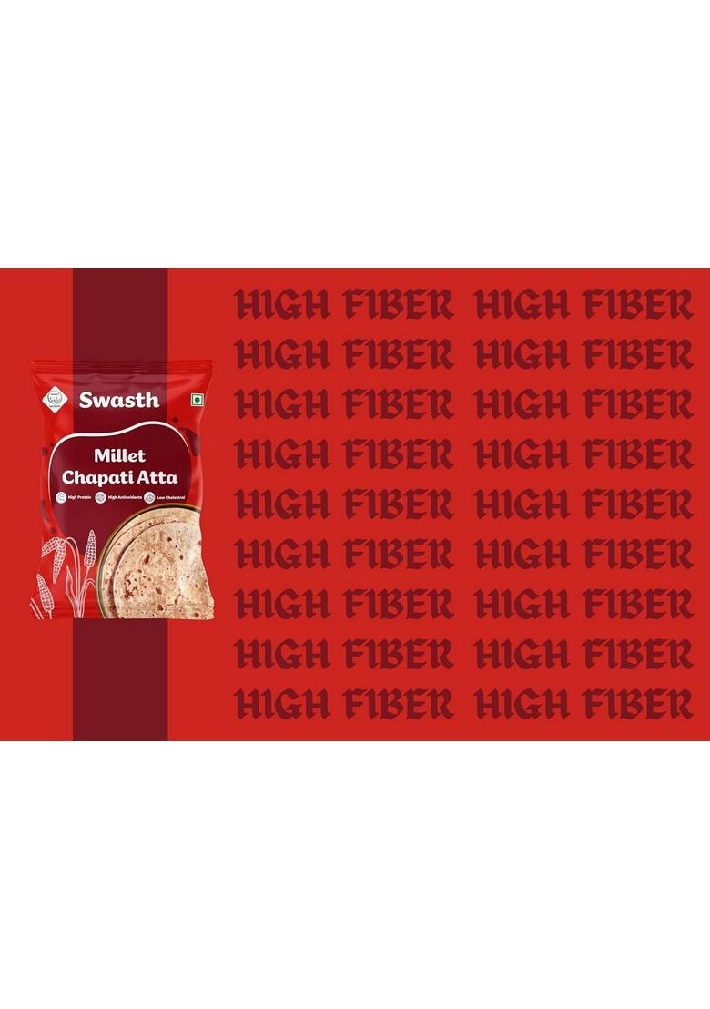 Swasth Millet Chapati Atta (Flour) Made With 55% Millets Rich In Dietary Fiber,Low Carbohydrates,Atta Contains Low Glycemic Index|High Protein,Helps To Control Sugar Levels.