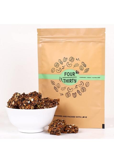 Fourthirty Granola Crunch | Tasty Healthy Snacks | Gluten-Free Snacks | Made With Jaggery | Vegan | Sugar-Free | No Preservatives | 2 X 150 G | Pack Of 2
