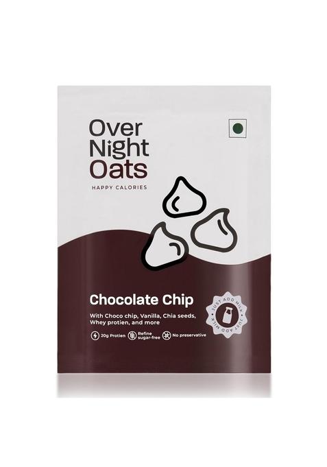 Overnight Oats 20Gm High Protein, Refined Sugar Free, With Choco Chip, Chia Seeds, Whey Protein & More (Chocolate Chip, 85Gm Each)| Breakfast Cereals For Weight Management| Pack Of 5