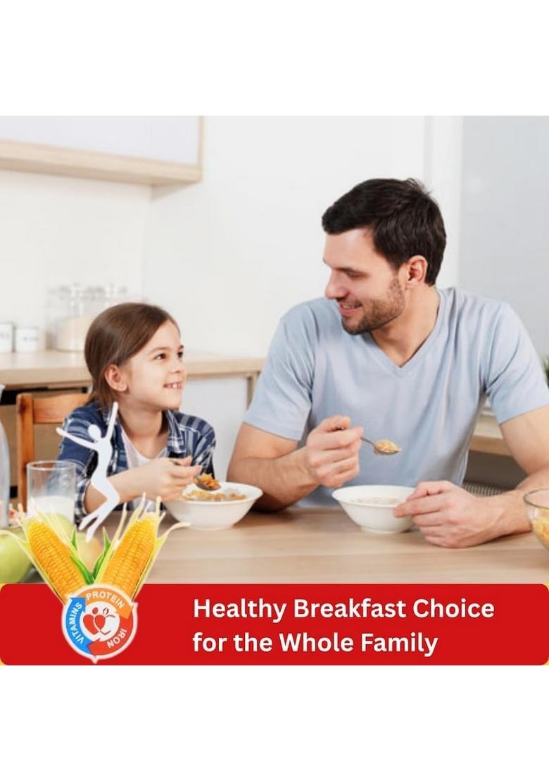 Real Crunch Corn Flakes Healthy & Crunchy Breakfast Cereal With Premium Golden Corn Flavor Rich In Iron, Vitamins & Fiber Nutritious Morning Meal For Kids And Adults (500G)