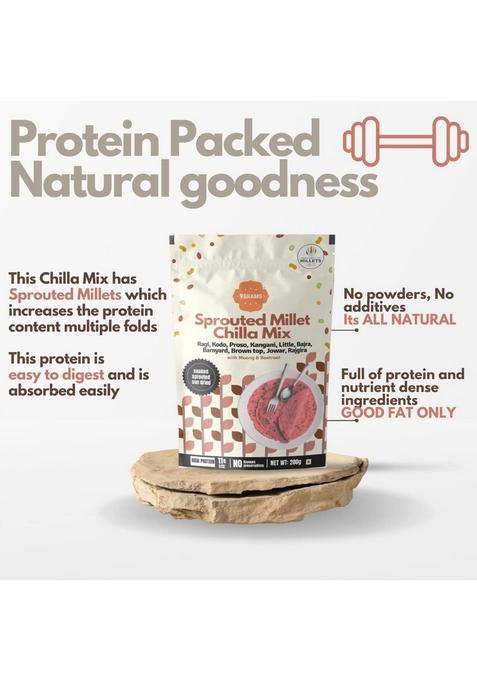9Grams Sprouted Multi Millet And Moong Instant Chilla Dosa Mix Combo, Protein And Fibre Rich, Healthy Breakfast Or Snack For Kids & Whole Family, With Carrot & Beetroot, 2X200G