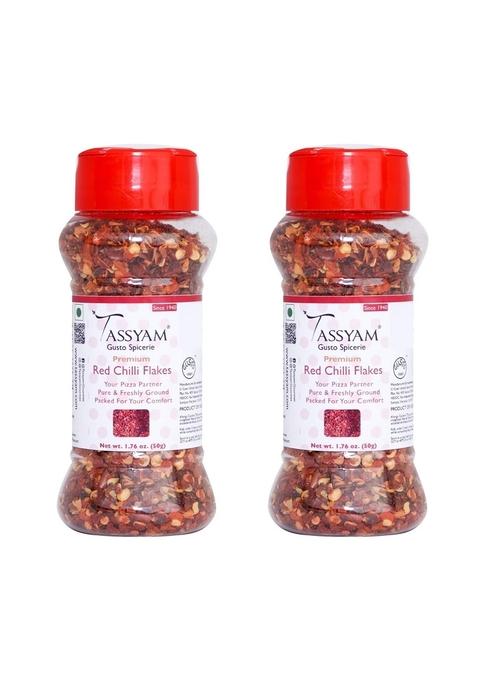 Tassyam Red Chili Flakes 100G (2X 50G) Dispenser Bottles