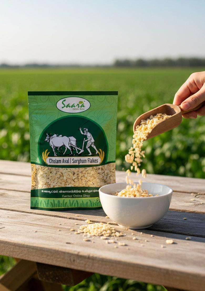 Vs Products Jowar Poha, 250G, Cholam Aval, Sorghum Flakes, Healthy Breakfast Millet Flakes, 250G - Indya